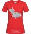 Women's T-shirt Grey unicorn red фото