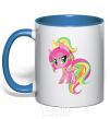 Mug with a colored handle Green unicorn royal-blue фото
