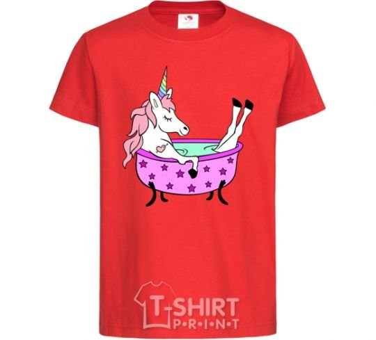 Kids T-shirt Unicorn bath red фото