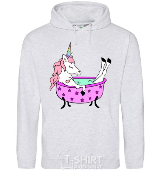 Мужская толстовка (худи) Unicorn bath Серый меланж фото