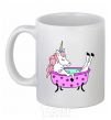 Ceramic mug Unicorn bath White фото