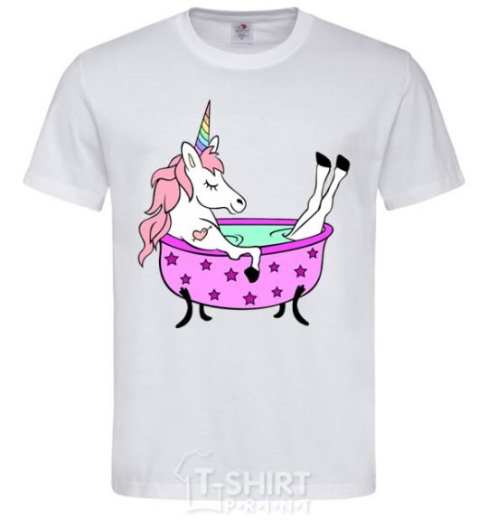 Men's T-Shirt Unicorn bath White фото