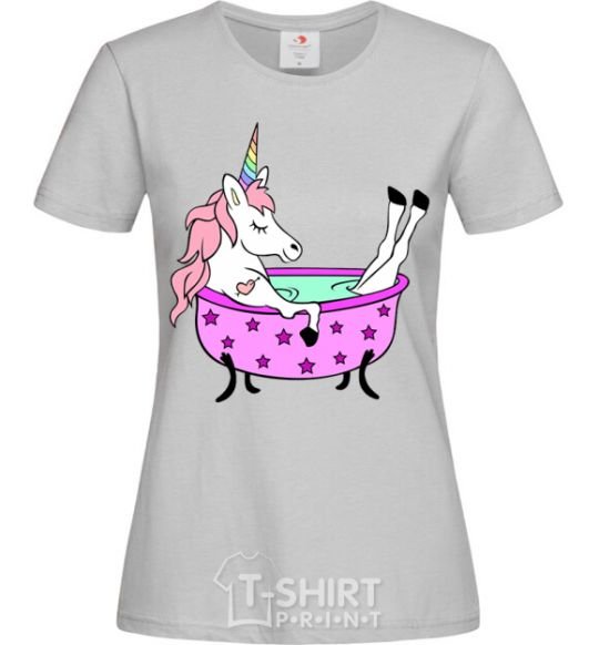 Women's T-shirt Unicorn bath grey фото