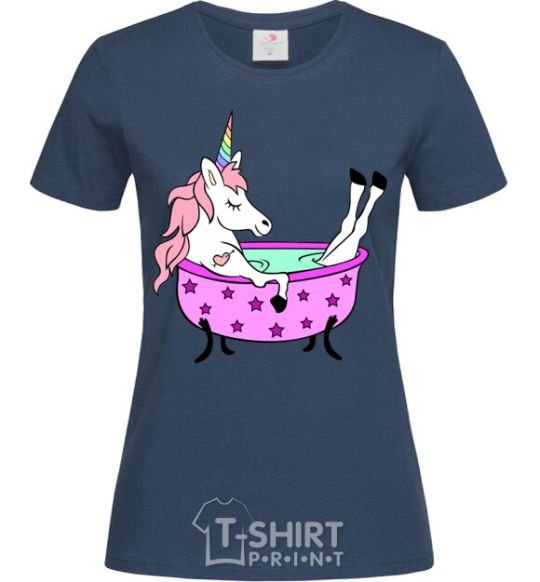 Women's T-shirt Unicorn bath navy-blue фото