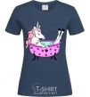 Women's T-shirt Unicorn bath navy-blue фото