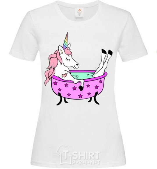 Women's T-shirt Unicorn bath White фото