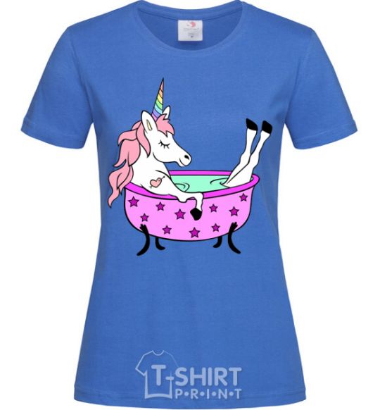 Women's T-shirt Unicorn bath royal-blue фото