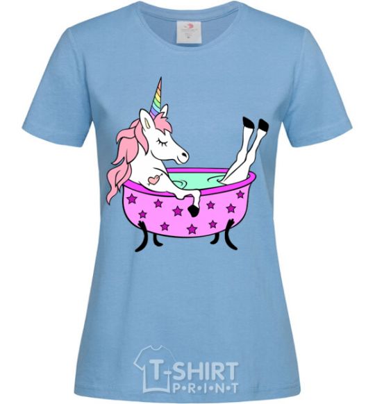 Women's T-shirt Unicorn bath sky-blue фото