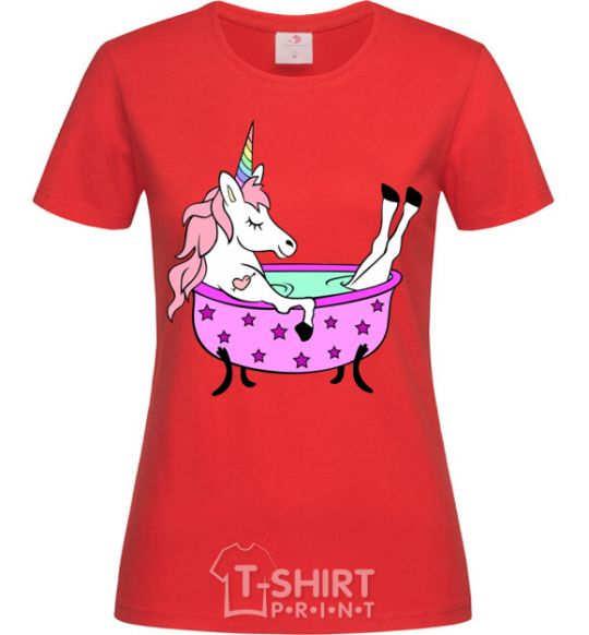 Women's T-shirt Unicorn bath red фото