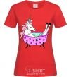 Women's T-shirt Unicorn bath red фото