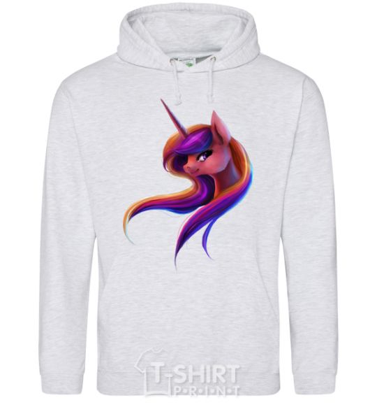 Мужская толстовка (худи) Gradient Unicorn Серый меланж фото