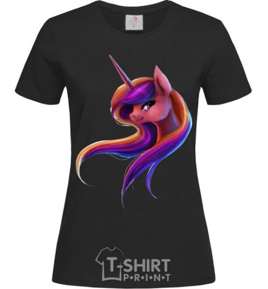 Women's T-shirt Gradient Unicorn black фото