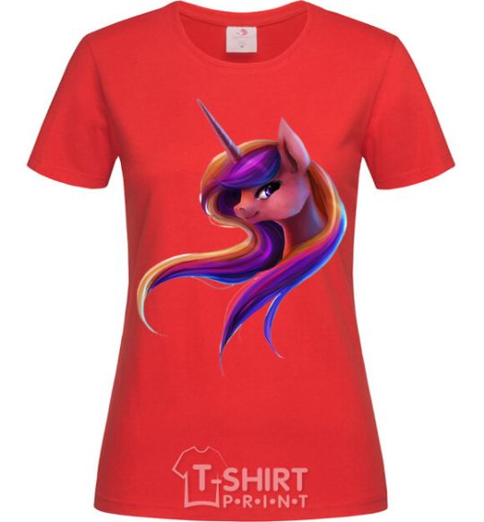 Women's T-shirt Gradient Unicorn red фото