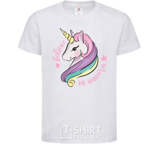 Kids T-shirt Believe in unicorn White фото