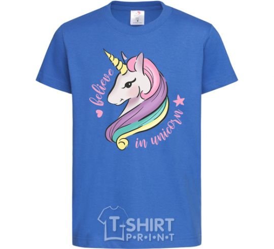 Kids T-shirt Believe in unicorn royal-blue фото