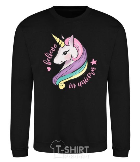 Sweatshirt Believe in unicorn black фото