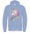 Men`s hoodie Believe in unicorn sky-blue фото