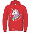 Мужская толстовка (худи) Believe in unicorn Ярко-красный фото