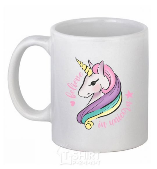 Чашка керамическая Believe in unicorn Белый фото