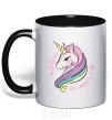 Чашка с цветной ручкой Believe in unicorn Черный фото