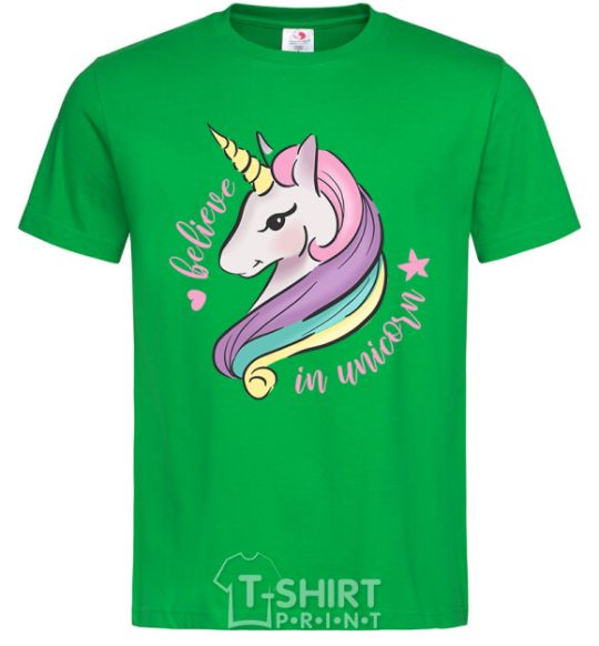 Men's T-Shirt Believe in unicorn kelly-green фото