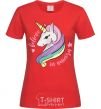 Женская футболка Believe in unicorn Красный фото