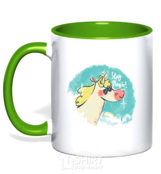 Mug with a colored handle Stay magic kelly-green фото