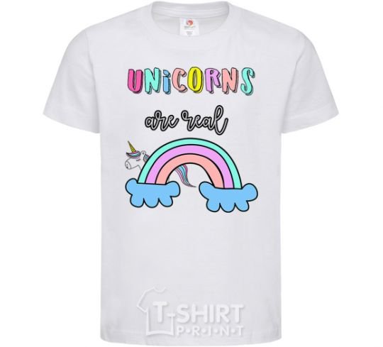 Kids T-shirt Unicorns are real White фото