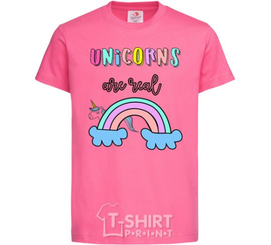 Kids T-shirt Unicorns are real heliconia фото