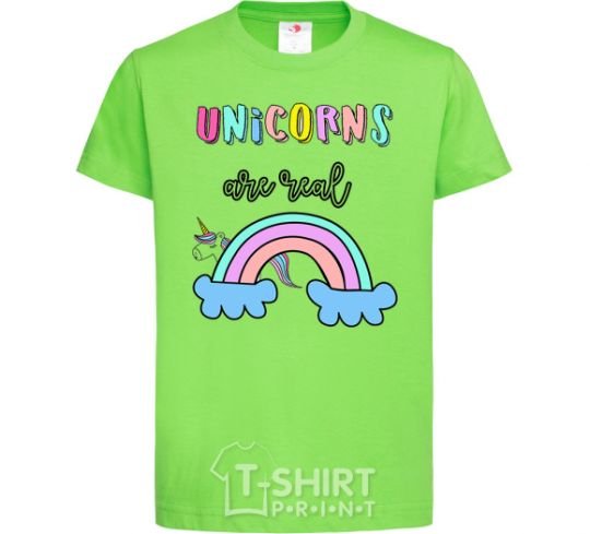 Kids T-shirt Unicorns are real orchid-green фото