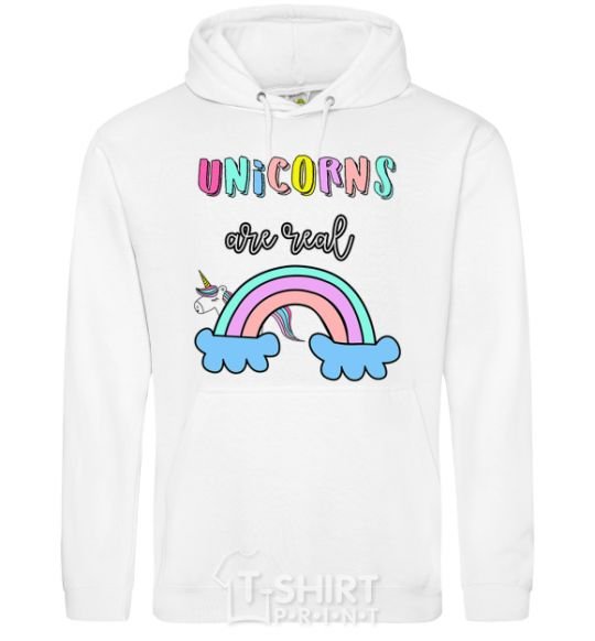 Men`s hoodie Unicorns are real White фото