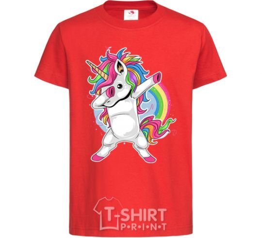 Kids T-shirt Hyping unicorn red фото