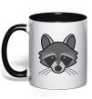 Mug with a colored handle Raccoon black фото