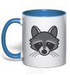 Mug with a colored handle Raccoon royal-blue фото