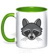 Mug with a colored handle Raccoon kelly-green фото