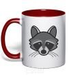 Mug with a colored handle Raccoon red фото