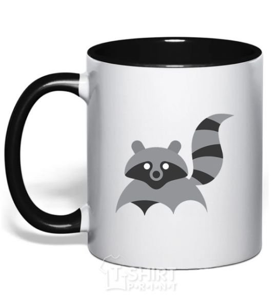 Mug with a colored handle Racoon black фото