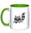 Mug with a colored handle Racoon kelly-green фото