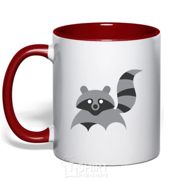 Mug with a colored handle Racoon red фото