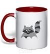 Mug with a colored handle Racoon red фото