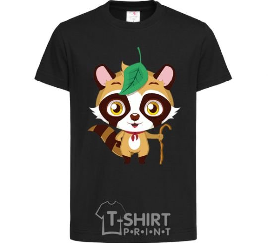 Kids T-shirt Little raccoon black фото