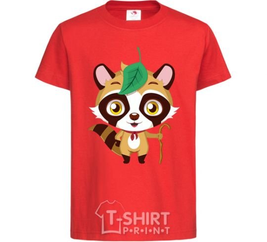Kids T-shirt Little raccoon red фото