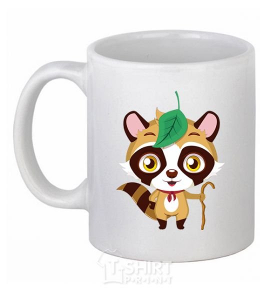 Ceramic mug Little raccoon White фото