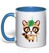 Mug with a colored handle Little raccoon royal-blue фото