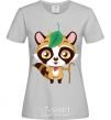 Women's T-shirt Little raccoon grey фото