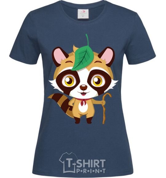 Women's T-shirt Little raccoon navy-blue фото