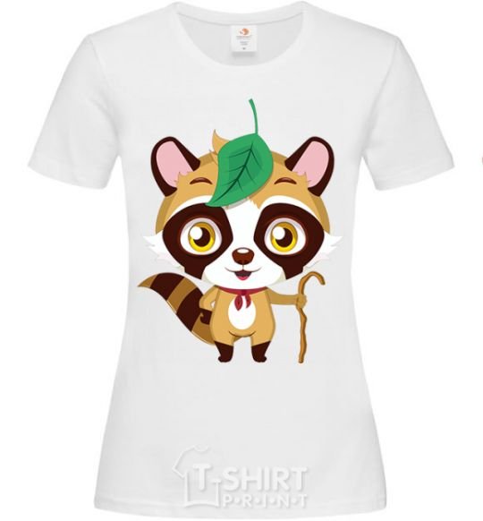Women's T-shirt Little raccoon White фото