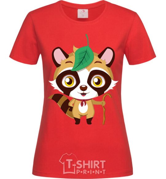 Women's T-shirt Little raccoon red фото