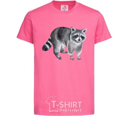 Kids T-shirt A drawing of a raccoon heliconia фото