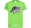 Kids T-shirt A drawing of a raccoon orchid-green фото